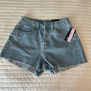 Iridescent Denim High-Waisted Shorts